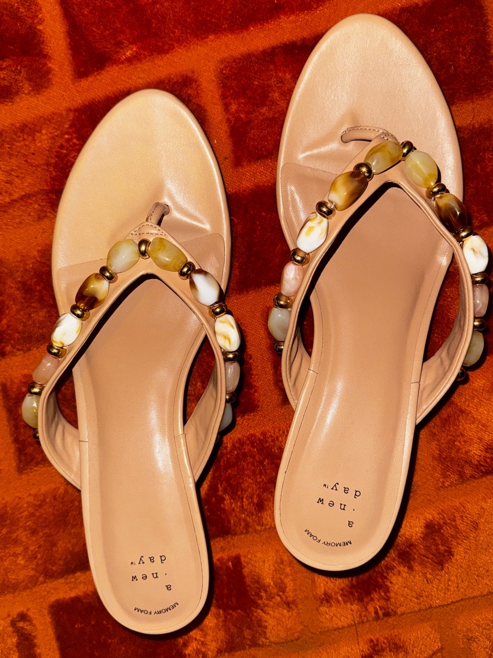 a new day Taupe Beaded Toe-Post Sandals